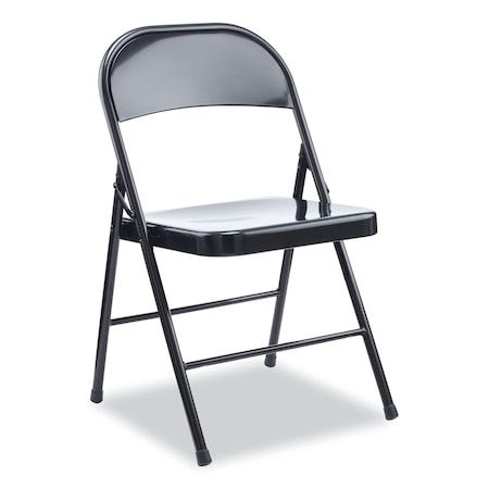Armless Steel Folding Chair, Supports Up To 275 Lb, Black, PK4, 4PK